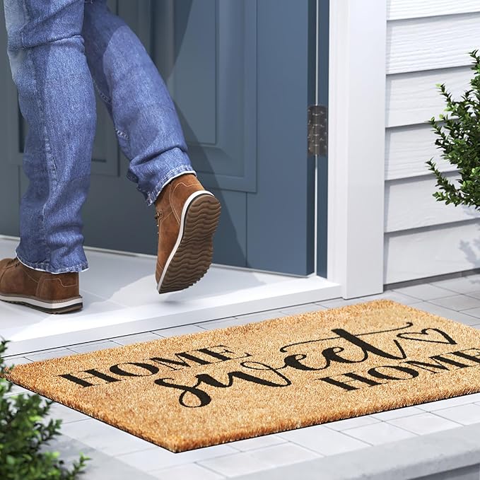 Barnyard Designs Doormat Welcome Mat for Outdoors, Large Front Door Entrance Mat, Brown (Home Sweet Home, 36x24)