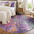 Washable Area Rugs 6ft Non-Slip Modern Abstract Soft for Living Room Entryway Bedroom Nursery, Print Pattern, Purple Orange Blue Green Rust Red Colorful