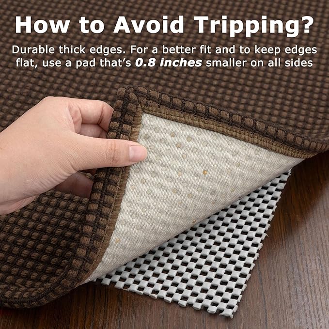 KOZYFLY Runners for Hallways 3x8 ft Washable Kitchen Runner Non Slip Rubber Backed Hall Runners Cotton Entryway Runner Rugs Floor Carpet for Indoor Backdoor Bedroom Kitchen, Reddish Brown/Coffee