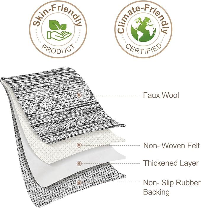 Nakagishi 9x12 Area Rugs Living Room: Washable Large Neutral Soft Rug Stain Resistant Non-Slip Carpet for Men Modern Home Enthusiasts Aged 25-45 - High Traffic Areas - Bedroom Office - Black White