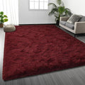 Deerhoo Shag Area Rug, 4 X 6 Plush Fuzzy Rugs for Living Room, Ultra Soft Fluffy Furry Rug for Bedroom, Indoor Carpet Nursery Rugs for Kids Room Home Decor, Burgundy