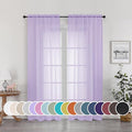 OWENIE Lavender Sheer Curtains 72 Inches Long Set of 2, Airy Sheer Curtains & Drapes for Living Room Bedroom, Solid Voile French Door Curtain Rod Pocket Top, Light Purple, 2 Pcs Total 84 inch Width