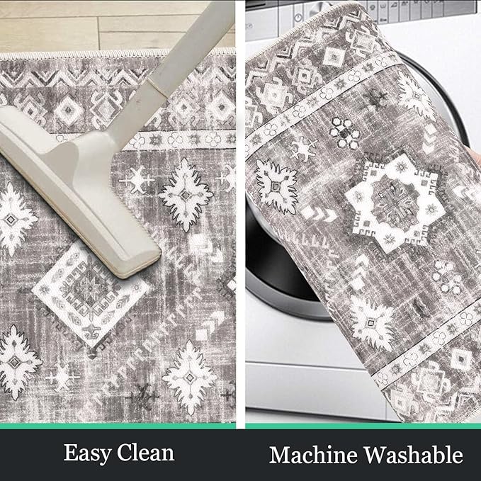 HEBE Boho Kitchen Rug Sets 3 Piece with Runner Non Slip Kitchen Rugs and Mats Washable Kitchen Mats for Floor Thick Kitchen Floor Mat Carpet Runner Rugs for Hallway Laundry Holiday Decor