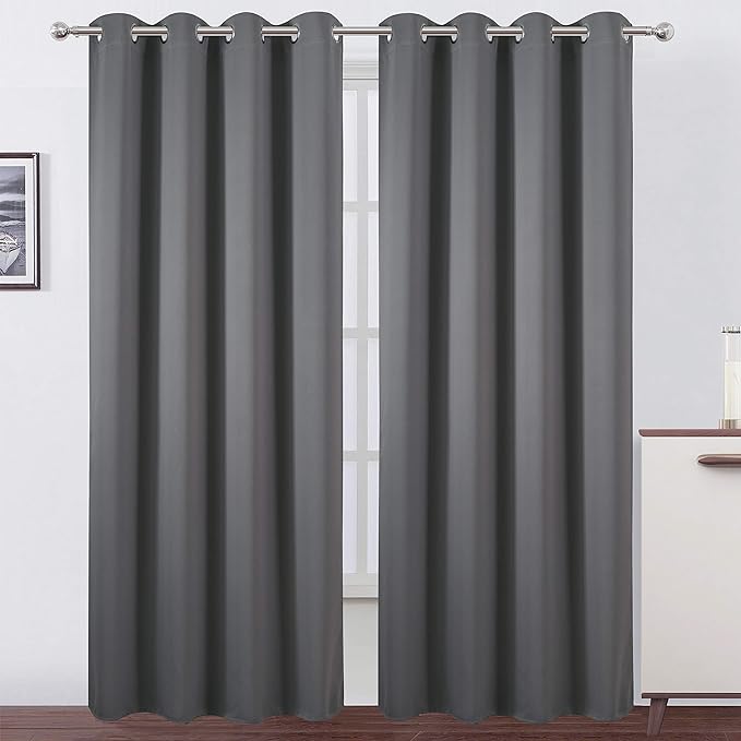 LEMOMO Blackout Curtains 66 x 95 inch/Frost Grey Curtains Set of 2 Panels/Thermal Insulated Room Darkening Bedroom Curtains