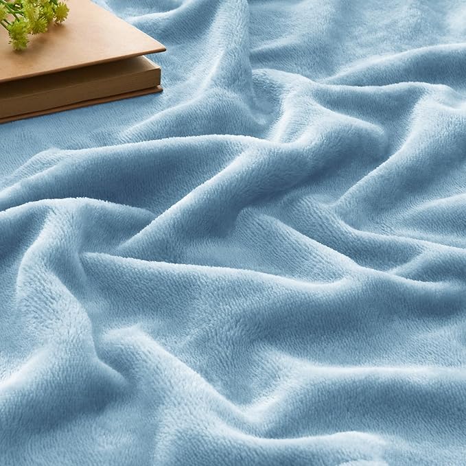 BEDELITE Fleece Blanket Washed Blue Throw Blankets for Couch & Bed, 300GSM Luxury Plush Cozy Fuzzy Blanket 50" x 60", Super Soft Warm Lightweight Throw Blanket for Travel Camping