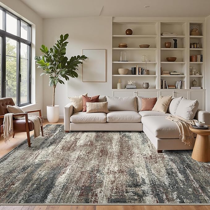 Area Rugs 5x7 for Living Room Bedroom, Modern Abstract Machine Washable Rug, Large Soft Low Pile Floor Carpet with Non Slip Backing for Dining Room, Mystic Forest