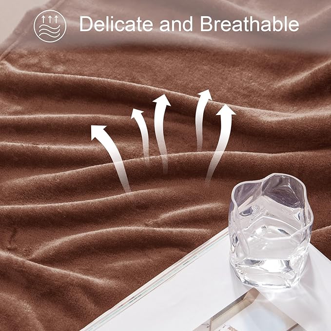 Exclusivo Mezcla Fleece Brown Throw Blanket for Couch, Sofa, Super Soft and Warm Blankets, All Season, Cozy, Plush, Lightweight, 50x60 Inches