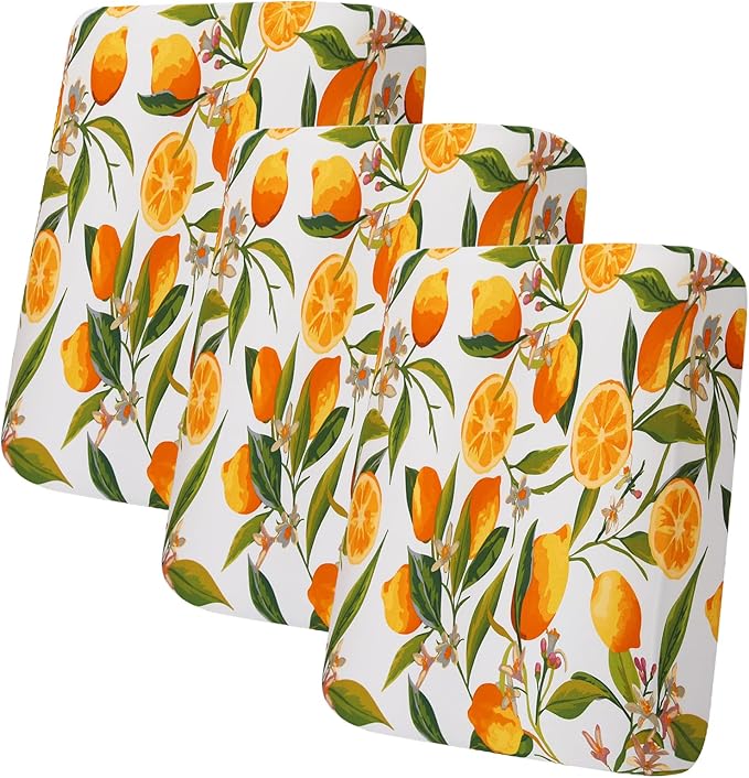 hyha Printed Couch Cushion Covers, Floral Sofa Covers Washable for 3 Cushion Couch, Stretch Pattern Outdoor Cushion Covers for Patio Furniture with Elastic Bottom(3 Packs, Lemon)