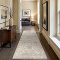 Hallway 2x6 Runner Rug - Vintage Non-Slip Long Rug for Entryway Low-Pile Washable Medallion Runner Rugs for Hallway Waterproof Traditional Runner Rug Indoor Thin Rugs for Kitchen (Beige)