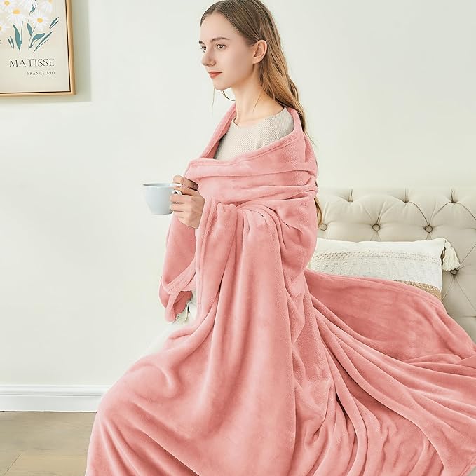 BEDELITE Fleece Blanket Twin Size Pink Throw Blankets for Couch & Bed, Luxury Plush Cozy Fuzzy Blanket 60x80 inches, Super Soft Warm Lightweight Throw Blanket for Travel Camping