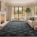 9x12 Ft Extra Large Shag Rugs for Bedroom Living Room for Men Boys, Tie Dyed Ultra Soft Fluffy Furry Area Rug for Indoor Floor, Aesthetic Carpet for Home Decor (Black Grey)