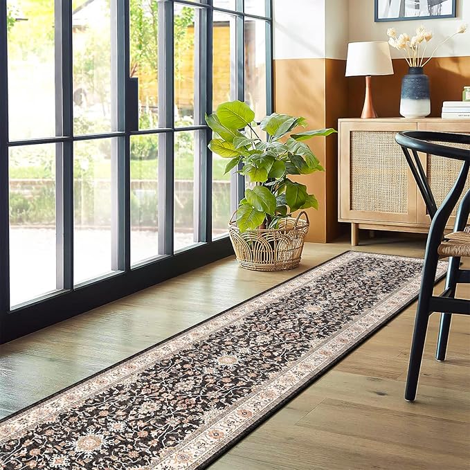 TOPRUUG Washable Runner Rug 2x10 - Hallway Runner Rug Kitchen Rugs and Mats Non Skid Washable Waterproof Carpet Runner for Living Room Bedroom Bathroom (Black, 2X10)