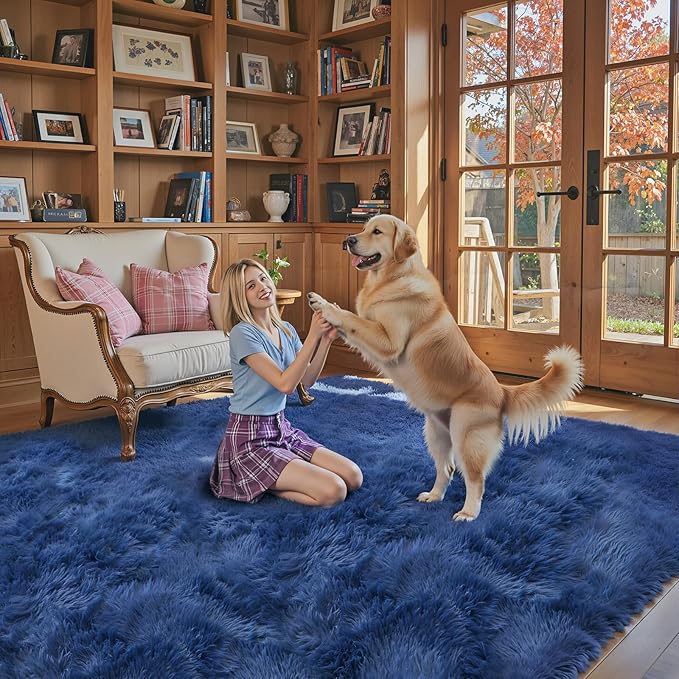 3x5 Rug, Bedside Preppy Dorm Area Rug, College Essentials Small Carpets for Bedroom, Anti Slip Living Room Rugs Home Decor (Royal Blue, 3 x 5)