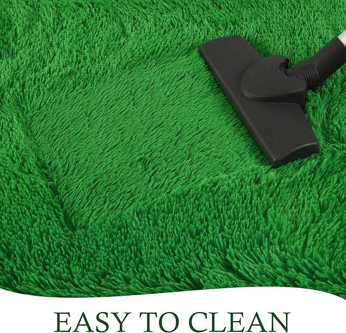 Chicrug Soft Runner Rug for Bedroom Living Room Plush Fluffy Rug 2x6 Feet, Shag Furry Runner Rug Carpet Non Shedding for Nursery Children Kids Girls Room Home Decorative, Grass Green
