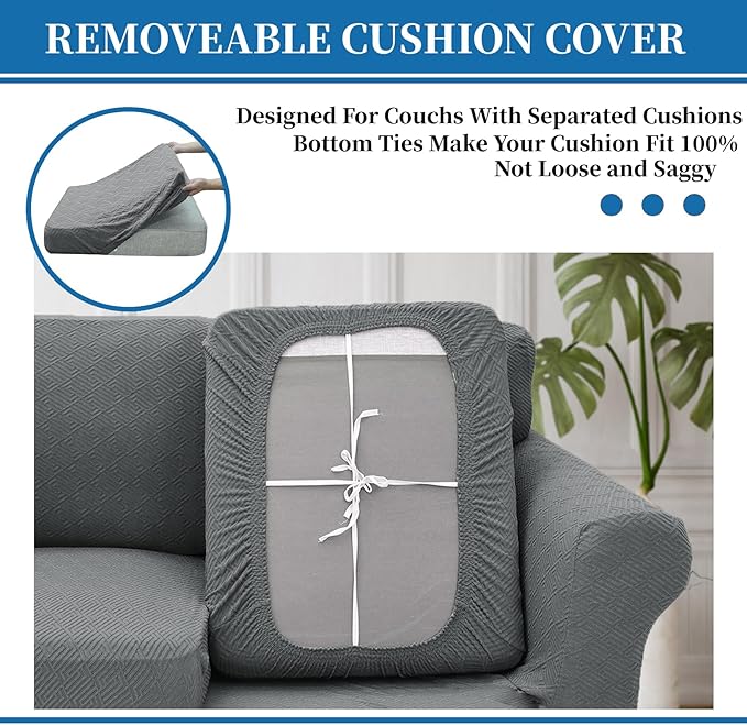XINEAGE 2026 New 3 Pieces Couch Covers for 2 Extra Large Cushion Sofa Super Stretch Sofa Cover for 2 Large Seat Universal Loveseat Slip Cover for Living Room (Light Gray), 71"-91"(2 Cushions)