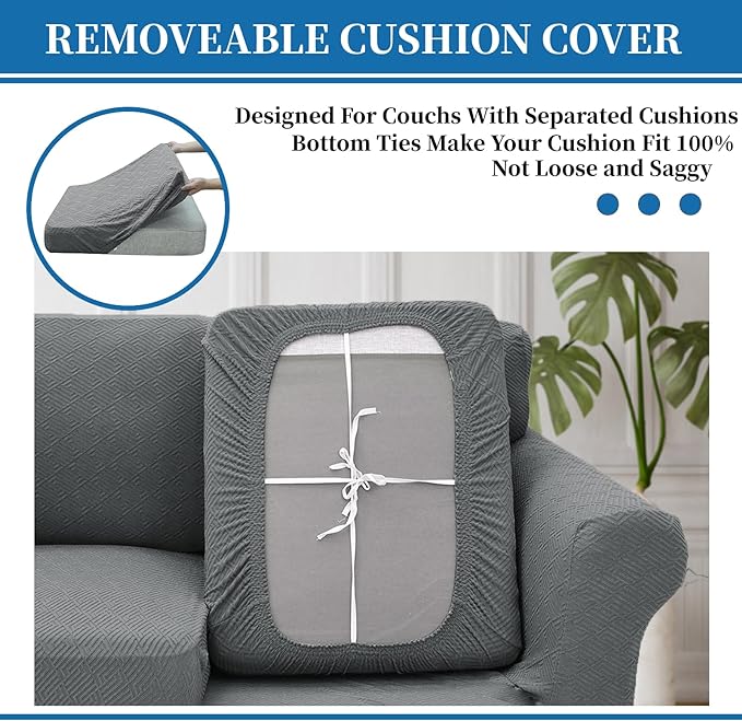XINEAGE 2026 New 4 Pieces Extra Large Couch Covers for 3 Cushion Sofa Super Stretch Sofa Cover for 3 Large Seat Cushion Universal Slip Cover for Living Room (Light Gray), 91"-110"(3 Cushions)
