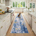 Washable Area Rugs 2x9 Non-Slip Modern Abstract Soft for Living Room Entryway Bedroom Nursery, Print Pattern, Grey Blue Gold/Golden