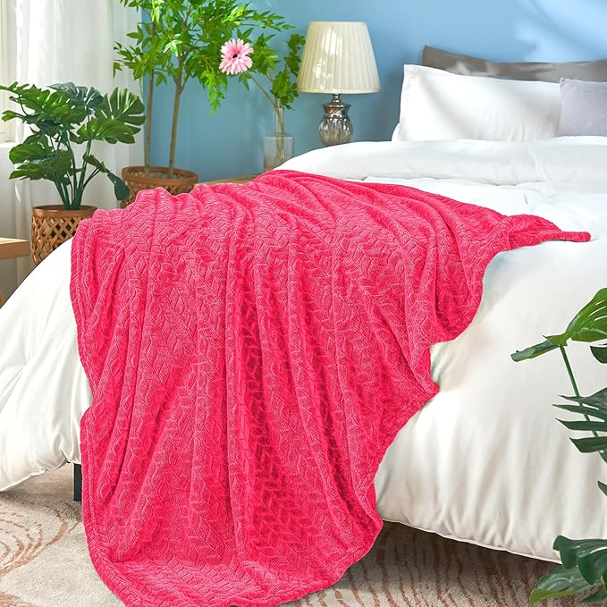 inhand Hot Pink Fleece Throw Blanket for Women, Super Soft Cozy Blankets for Mom, All Season Lightweight Fuzzy Blanket for Couch Sofa Chair, 50×60 Inches