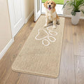 Smiry Dog Door Mat for Muddy Paws, Absorbent Dirt Trapper Non Slip Quick Dry Washable Chenille Mat for Mud Dogs, Entry Rug for Indoor and Outdoor (54x24 Inches, Beige and White)