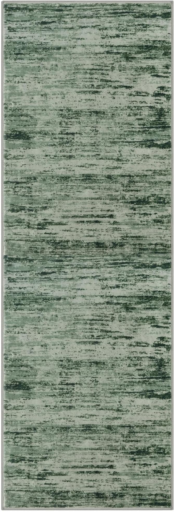 Lansny Modern Abstract Runner Rug 2x6, Forest Green Washable Kitchen Runner Non-Slip Soft Hallway Rug Runner Thin Print Faux Wool Carpet for Entryway Bedroom Laundry Room Indoor Home Decor