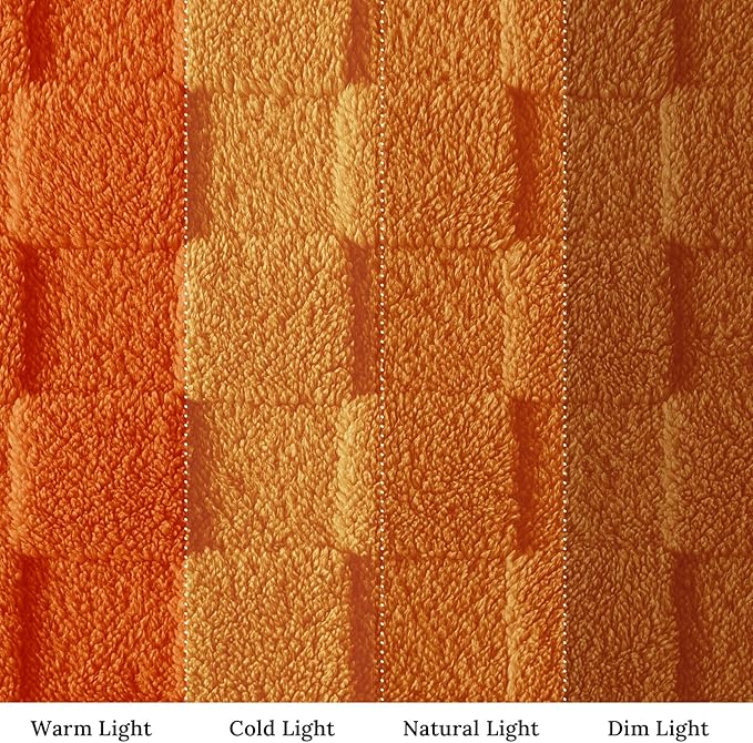 Exclusivo Mezcla Fleece Throw Blanket for Couch,Super Soft and Warm Lightweight Checkered Pattern Blanket for All Seasons, 50x60 Inches, Burnt Orange