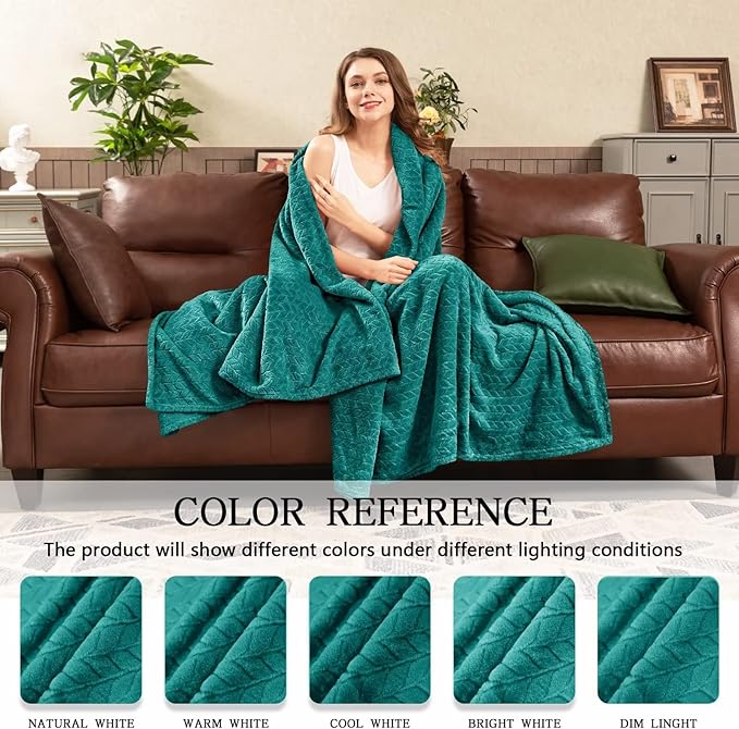 inhand Fleece Throw Blanket, Super Soft Fuzzy Blanket for Couch Sofa Bed Office, Cozy Plush Fleece Blanket Throw Size, Washable Lightweight Flannel Blankets Throw for All Season(50”x60”,Teal)
