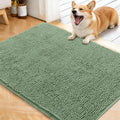 OLANLY Dog Door Mat for Muddy Paws 40x32, Absorbs Moisture and Dirt, Absorbent Non-Slip Washable Doormat, Quick Dry Chenille Mud Mat, Entry Indoor Entryway Carpet for Inside Floor, Olive Green