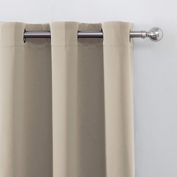 LEMOMO Blackout Curtains 66 x 95 inch/Beige Curtains Set of 2 Panels/Thermal Insulated Room Darkening Bedroom Curtains