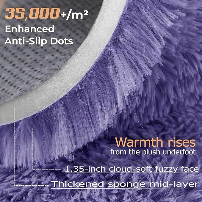8x10 Area Rugs for Living Room: Fluffy Shag Soft Washable Rug Large Fuzzy Plush Indoor Carpet for Bedroom Nursery Playroom Kids Girls Boys Room (Purple, 8'x10')