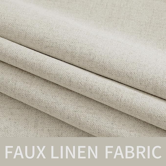 MIULEE Linen Texture Curtains for Bedroom Light Cream 100% Blackout Thermal Insulated Linen Curtains Grommet Room Darkening Drapes for Living Room Nursery 52x63 Inch (2 Panels)