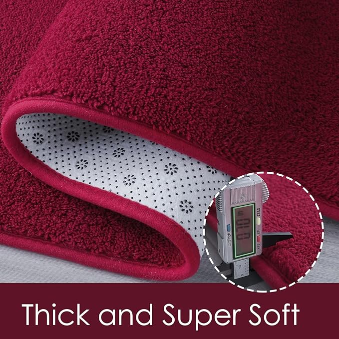 AROGAN Modern Shag Area Rug for Bedroom, 4x6 Feet Washable Rugs for Living Room, Indoor Floor Carpet Rugs, Plush Memory Foam Bedside for Kids Girls Teens Room Low Pile Rug Decor, Wine Red