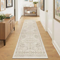 Washable 2x8 Runner Rug - Non Slip Vintage Kitchen Runner Rugs Low-Pile Distressed Long Rugs for Hallway Waterproof Indoor Carpet for Living Room Bedroom Entryway 2'x8' Beige