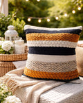 Decorative Boho Pillow Cover, 18” x 18” Square, Soft Moroccan Rustic Throw with Tufted Accents, Plush Handwoven Cotton, Neutral Farmhouse Home Decor | Made with Love and Care in India (Terracotta)