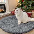 OLANLY Light Grey Round Rugs for Bedroom - Machine Washable, 3 ft Circle Area Rugs for Living Room, Soft and Fluffy Shaggy Carpet for Teen Girls and Boys, Nursery Rooms, Dorms, Home Decor Aesthetic
