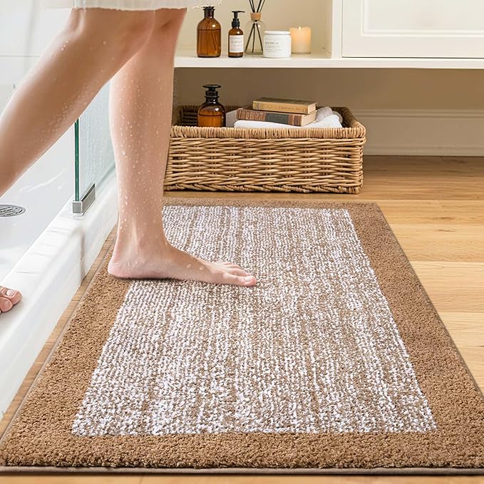 36x24 Large Bathroom Rugs Washable Non Slip, Coffee Bath Mat for Bathroom Floor Tub, Soft Absorbent Quick Dry Mats for Shower, Bathtub,Home Decor