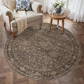 4x4 Washable Round Rug for Living Room Bedroom Vintage Brown Soft Low Pile Carpet Traditional Retro Non Slip Cirlce Rug for Dining Room Entryway Indoor Dorm Kitchen