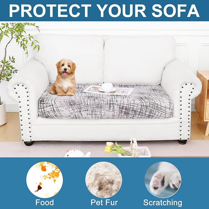 Smiry Printed Couch Cushion Covers, Stretch Soft Couch Covers for Sofa, Washable Non-Slip Sofa Slipcover Furniture Protector for Indoor and Outdoor (Medium, Brown and White)