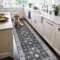 3x12 Washable Hallway Runner Rug: Oriental Long Ultra Soft Runners for Kitchen Entryway Thin Non Slip Bathroom Nursery Floor Mat Water Resistant Low Pile Carpet for Living Room Bedroom (Black,3x12)