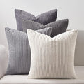 Topfinel 55x55cm Gray Set of 4 Corduroy Pillow Covers Cushion Cover Decorative Cushion Cover Sofa Cushion Deco for Sofa Bedroom Living Room Balcony Children Gradient