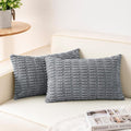 Pack of 2 Corduroy Decorative Throw Pillow Covers 12x20 InchSoft Boho Striped Pillow Covers Modern Farmhouse Home Decor for Sofa Living Room Couch Bed（Light Grey）