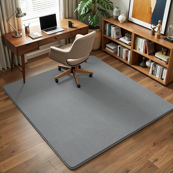 Amearea 6x6 Square Area Rugs for Bedroom Living Room, Modern Grey Thickened Memory Foam Rug, Fluffy Indoor Washable Rugs Non Slip Minimalist Carpet for Kids Boys Girls Dorm Nursery Room Decor