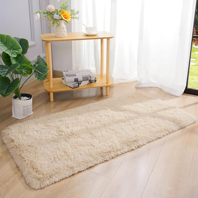 Chicrug Soft Runner Rug for Bedroom Living Room Plush Fluffy Rug 2x4 Feet, Shag Furry Runner Rug Carpet Non Shedding for Nursery Children Kids Girls Room Home Decorative, Camel