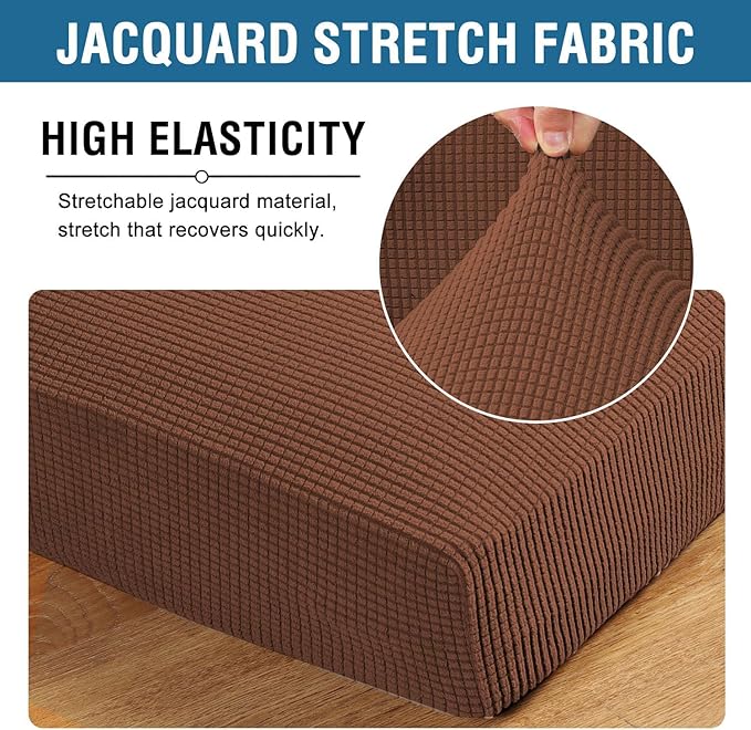 H.VERSAILTEX Super Stretch Individual Chaise Cover Sectional Couch Covers for L Shaped Sofa Both Left/Right Featuring Thick Jacquard Textured Twill Fabric (1 Piece Chaise Cover, Caramel)