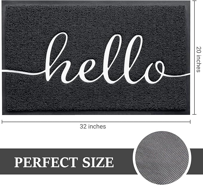 BeneathYourFeet Door Mat (32"x20",Black), Welcome Mat Low Profile Front Doormat Indoor Outdoor Door Non Slip Rugs for Entryway, Patio, High Traffic Areas
