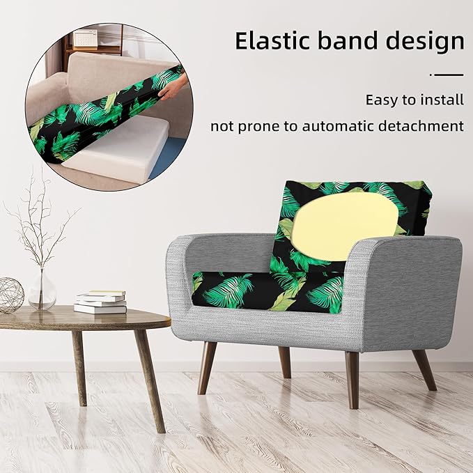 8Pcs Stretch Patio Cushion Covers,Outdoor Couch Covers Replacement,Outdoor Couch & Sofa Slipcovers,for Patio Furniture Cushion Covers,Washable Reusable urniture Protector(Green Leaf,8PCS)