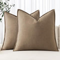MIULEE Decorative Linen Pillow Covers 20x20 Inch Khaki Boho Farmhouse Neutral Winter Couch Throw Pillows for Bed Pack of 2 Accent Modern Pillowcase Sofa Livingroom Home Decor