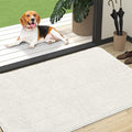 OLANLY Dog Door Mat for Muddy Paws 47x32, Absorbs Moisture and Dirt, Absorbent Non-Slip Washable Doormat, Quick Dry Chenille Mud Mat for Dogs, Entry Indoor Entryway Carpet for Inside Floor, Ivory