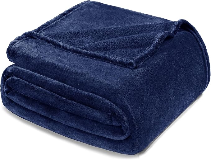 Exclusivo Mezcla Fleece Throw XL Blanket for Couch, Sofa, Super Soft and Warm Navy Blue Blankets, All Season, Cozy, Plush, Lightweight, 50x70 Inches