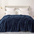 Exclusivo Mezcla Plush Fuzzy Fleece Bed Blanket Twin Size, Super Soft, Fluffy and Warm Blankets for Couch, Bed, All Season (Navy Blue, 90x66 inches)