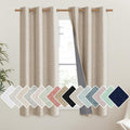 NICETOWN Cream 100% Blackout Linen Curtains 54 inch Long Burg for Dining Room, 1 Pair, 42" Width Each Panel, Farmhouse Thick Completely Blackout Window Treatment Thermal Insulated Drapes